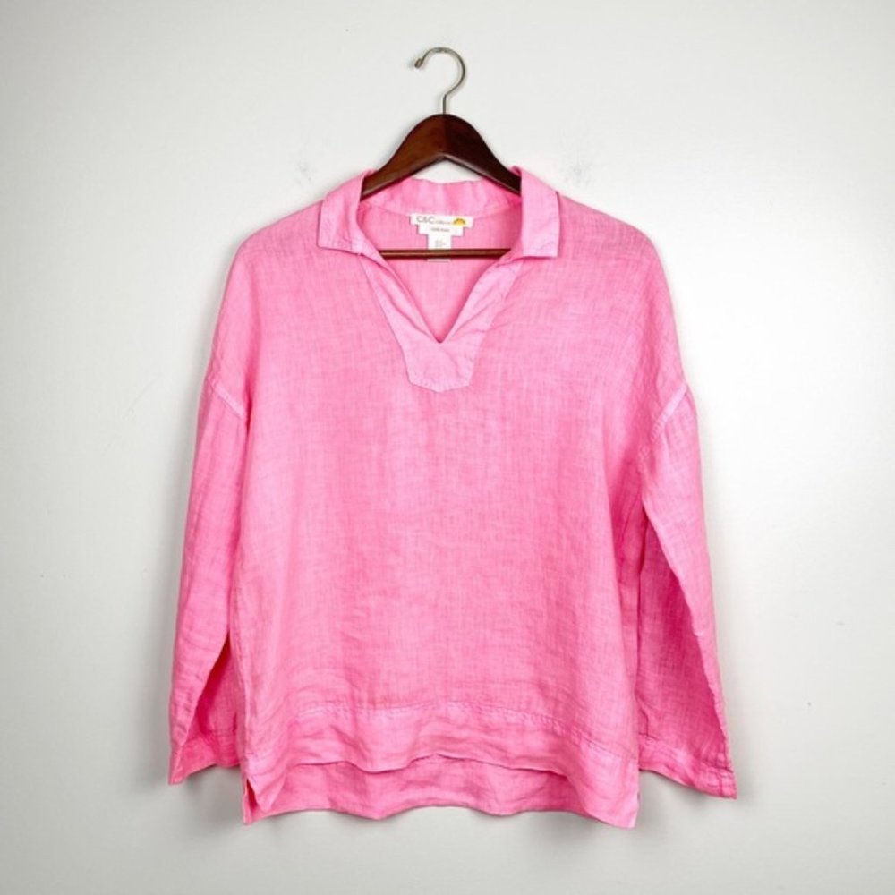 C&C California Neon Pink Linen Top